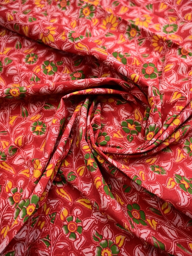 Red color kalamkari cotton printed blouse