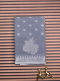 Chanderi fancy saree grey color allover zari motifs & zari border with short pallu and brocade blouse