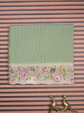 Dola tissue fancy saree lux geeen color allover stripes & embroidery cutwork border with running pallu and plain blouse