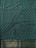 Dola silk fancy saree bottle green color allover digital prints & zari border with printed pallu and printed blouse