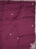 Tabby silk fancy saree wine color allover plain, embroidery motifs & embroidery border with running pallu and designer blouse