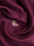 Tabby silk fancy saree wine color allover plain, embroidery motifs & embroidery border with running pallu and designer blouse