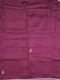 Tabby silk fancy saree dark purple color allover plain, embroidery motifs & embroidery border with running pallu and designer blouse