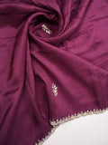 Tabby silk fancy saree dark purple color allover plain, embroidery motifs & embroidery border with running pallu and designer blouse