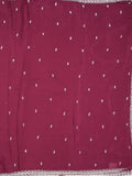 Chiffon fancy saree wine color allover plain, embroidery motifs & embroidery border with running pallu and designer blouse