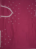 Chiffon fancy saree wine color allover plain, embroidery motifs & embroidery border with running pallu and designer blouse