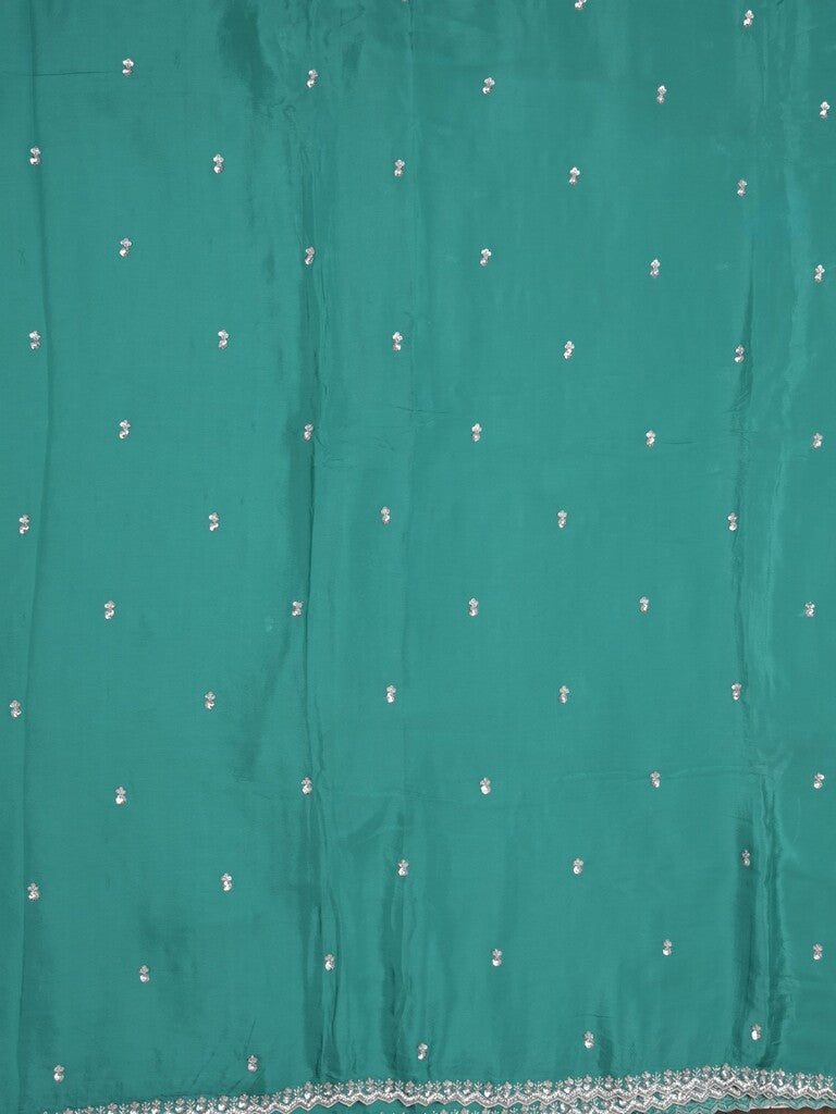 Chiffon fancy saree sky blue color allover plain, embroidery motifs & embroidery border with running pallu and designer blouse