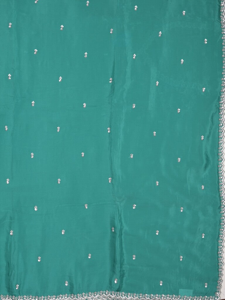 Chiffon fancy saree sky blue color allover plain, embroidery motifs & embroidery border with running pallu and designer blouse