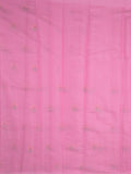 Chanderi fancy saree pink color allover embroidery motifs & kaddi border with short zari pallu and attached plain blouse