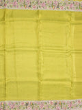 Dola tissue fancy saree parrot green color allover stripes & embroidery cutwork border with running pallu and plain blouse