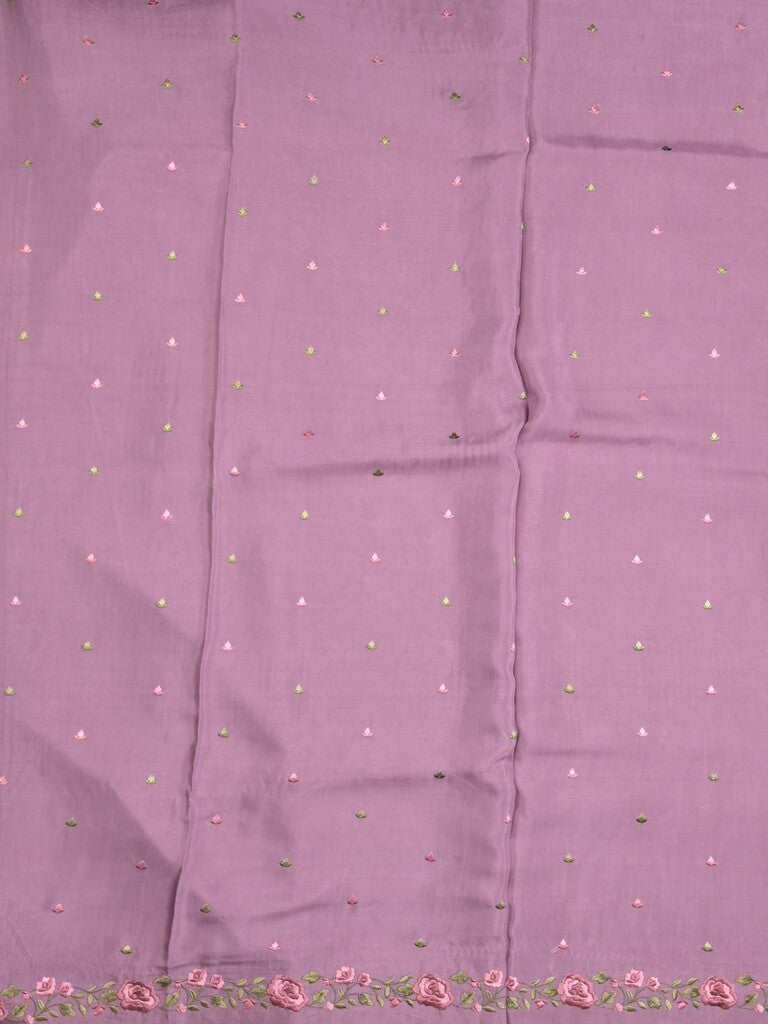 Dola tissue fancy saree brownish pink color allover stripes & embroidery cutwork border with running pallu and plain blouse