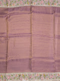 Dola tissue fancy saree brownish pink color allover stripes & embroidery cutwork border with running pallu and plain blouse