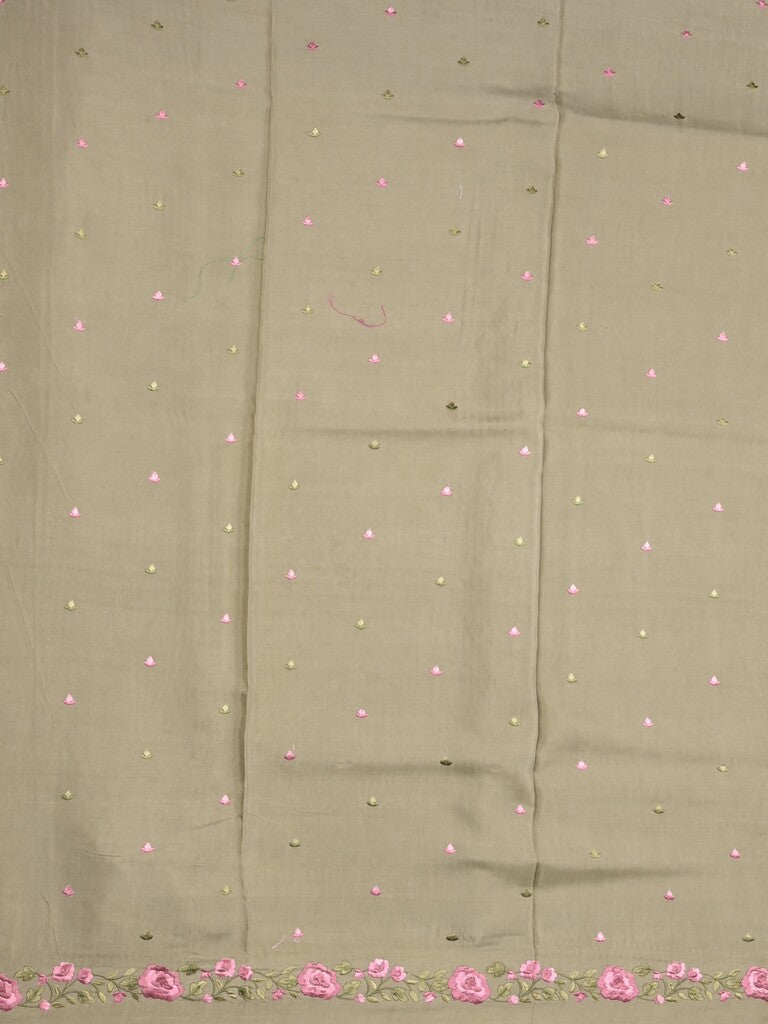 Dola tissue fancy saree olive green color allover stripes & embroidery cutwork border with running pallu and plain blouse