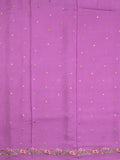 Dola tissue fancy saree purple color allover stripes & embroidery cutwork border with running pallu and plain blouse