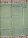 Dola tissue fancy saree lux geeen color allover stripes & embroidery cutwork border with running pallu and plain blouse