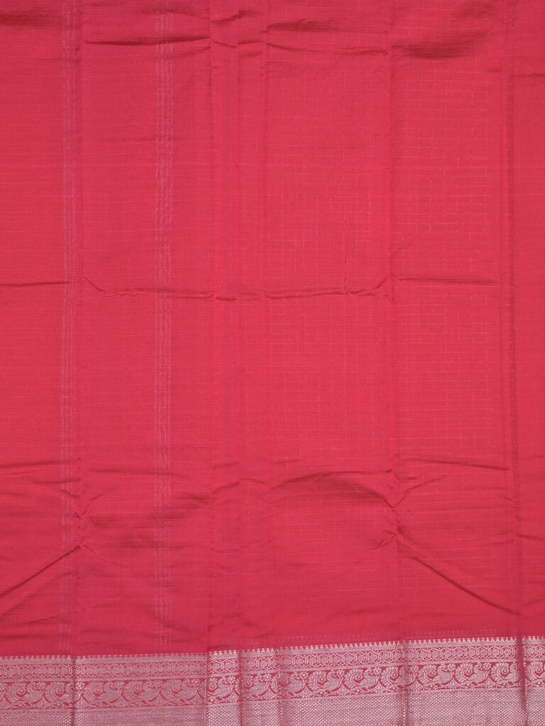 Mangalagiri pattu saree pink color allover zari checks & zari border with striped pallu and plain blouse
