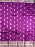 Banaras fancy saree purple color allover zari motifs & zari border with rich pallu and contrast plain blouse