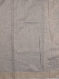 Lenin fancy saree half white color allover plain & fancy border with contrast pallu and attached plain blouse