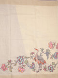 Lenin fancy saree half white color allover plain & fancy border with contrast pallu and attached plain blouse