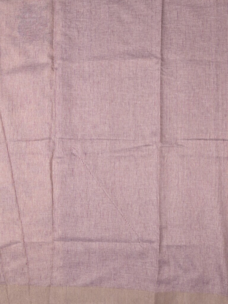 Lenin fancy saree half white color allover plain & fancy border with contrast pallu and attached plain blouse