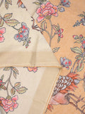 Lenin fancy saree half white color allover plain & fancy border with contrast pallu and attached plain blouse