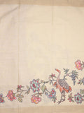 Lenin fancy saree half white color allover plain & fancy border with contrast pallu and attached plain blouse