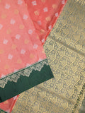 Dupion tissue fancy saree orange color allover zari motifs & zari border with rich pallu and attached blouse