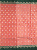 Dupion tissue fancy saree orange color allover zari motifs & zari border with rich pallu and attached blouse