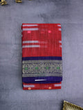 Dhaka cotton sarees red color alloer stripes & zari border with contrast pallu