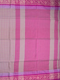 Jute kadhi cotton light purple color allover checks & contrast border with contrast pallu and running blouse