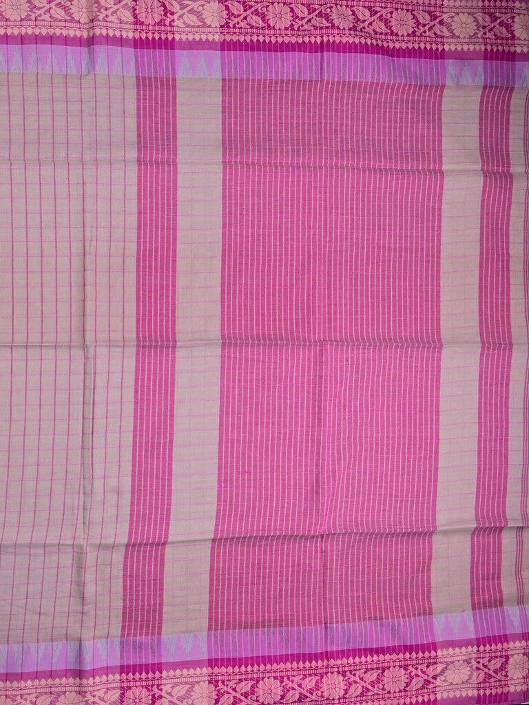 Jute kadhi cotton light purple color allover checks & contrast border with contrast pallu and running blouse