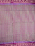 Jute kadhi cotton light purple color allover checks & contrast border with contrast pallu and running blouse