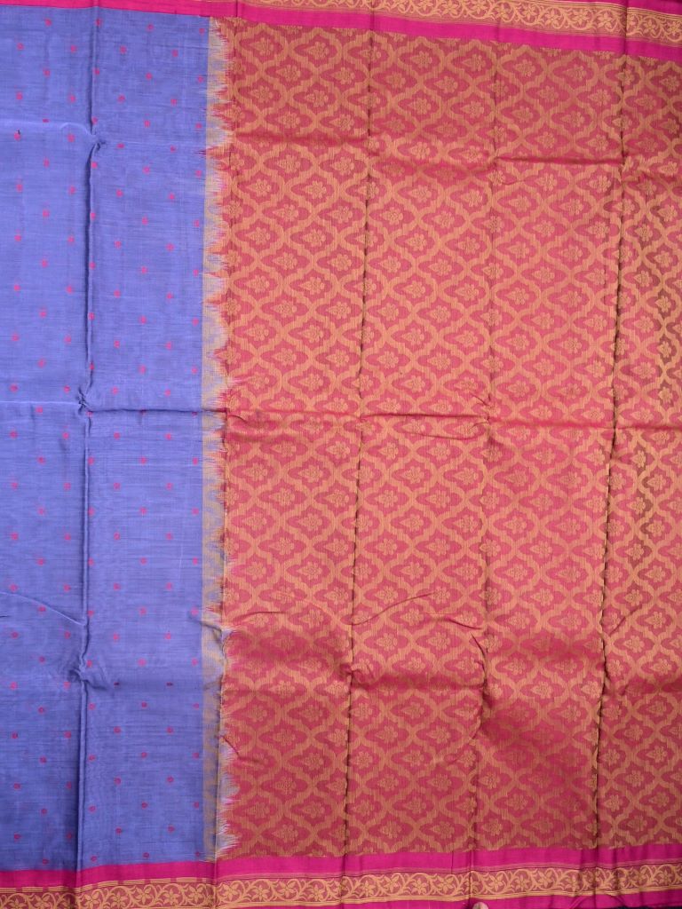 Dhaka cotton saree purple color allover thread motifs & thread weaving border with rich pallu and plain blouse