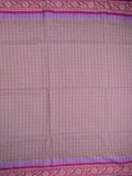 Jute kadhi cotton light purple color allover checks & contrast border with contrast pallu and running blouse