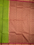 Dhaka cotton saree leaf green color allover thread motifs & thread weaving border with rich pallu and plain blouse