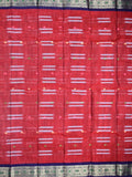 Dhaka cotton sarees red color alloer stripes & zari border with contrast pallu