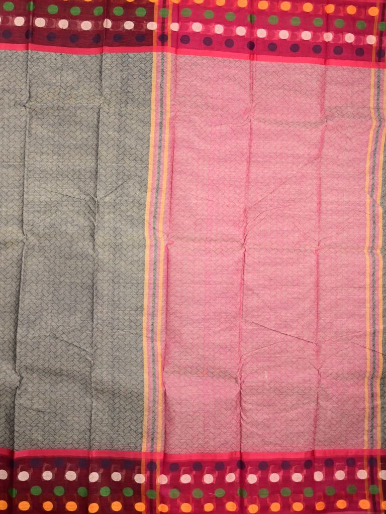 Dhaka cotton saree snuff color allover plain and big border with motifs and contrast pallu