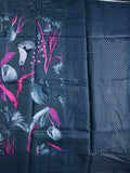 Satin organza fancy saree black color allover prints & small border with self pallu and plain blouse