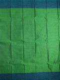 Dhaka cotton saree bottle green color allover plain & checks border with contrast pallu and attached blouse