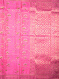 Dola tissue fancy saree pink color allover zari weaves & zari border with rich pallu and plain blouse