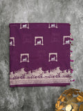 Raw mango fancy saree dark purple color allover zari weaves & zari border with zari border and attached blouse