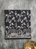 Raw mango fancy saree black color allover zari weaves & zari border with zari border and attached plain blouse