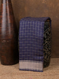 Dola silk fancy saree navy blue color allover zari weaves & small kaddi border with short pallu and running blouse
