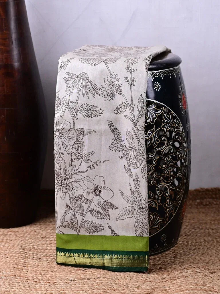Maheshwari Silk Saree for Women | White | Party Wear | Digital Print