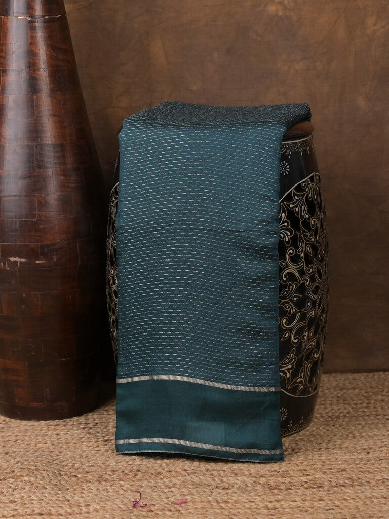 Dola silk fancy saree navy blue color allover zari weaves & small kaddi border with short pallu and running blouse