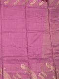 Dola silk fancy saree purple color allover stripes & zari border with short pallu and attached contrast blouse