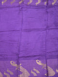 Dola silk fancy saree lavender color allover stripes & zari border with short pallu and attached contrast blouse