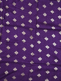 Dola silk fancy saree lavender color allover stripes & zari border with short pallu and attached contrast blouse