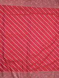 Satin silk fancy saree pink color allover stripes & zari border with rich pallu and attached blouse