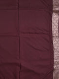 Satin silk fancy saree dark brown color allover stripes & zari border with rich pallu and attached blouse